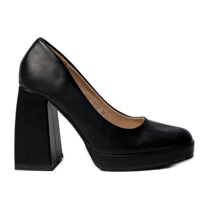 Bombas de cuero ecológicos para mujeres negras negro