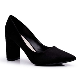 Bombas para mujeres en el poste de gamuza de Florena negro