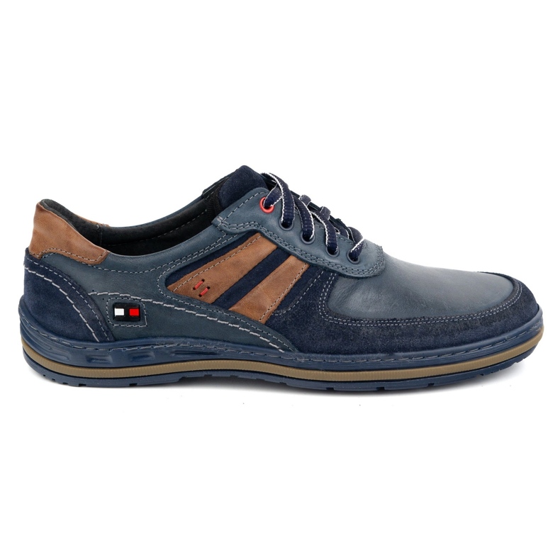 KOMODO Zapatos para hombres hechos de cuero polaco 837k azul marino