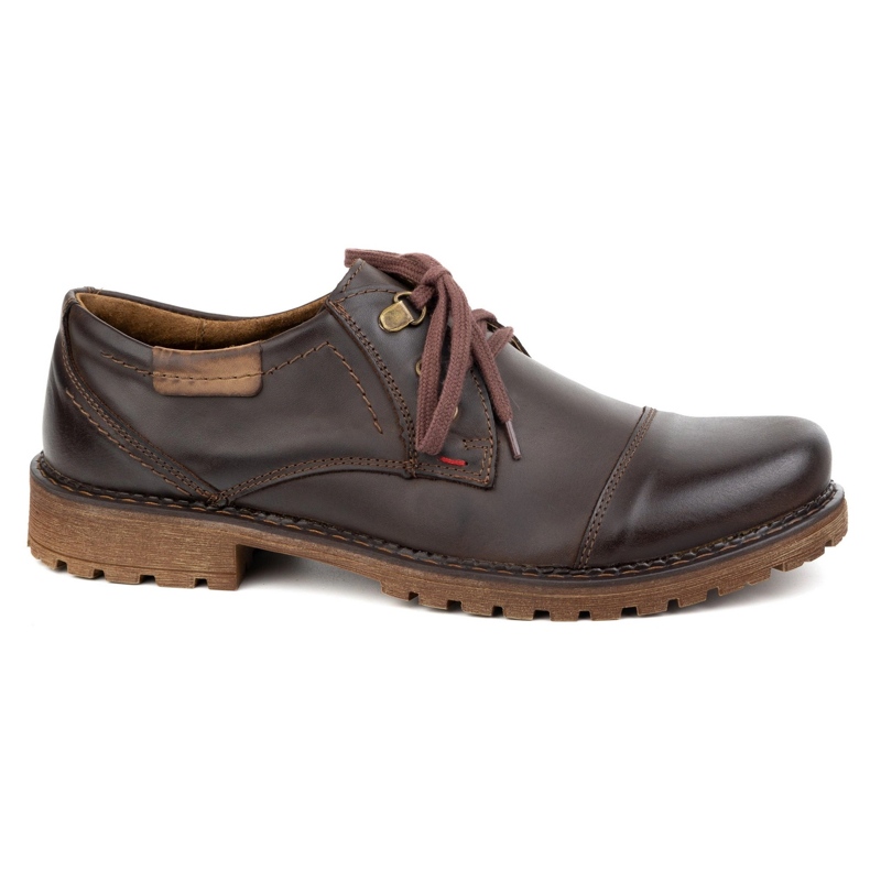 Zapatos de cuero para hombres Olivier 312gt con un dedo del pie empujado marrón oscuro