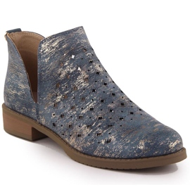 M.Daszyński Botas de cuero para mujeres M. Daszyński SA62-102 azul