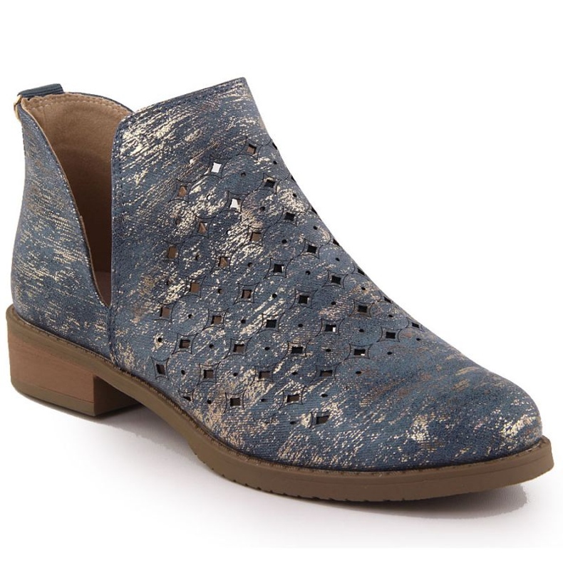M.Daszyński Botas de cuero para mujeres M. Daszyński SA62-102 azul