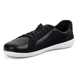 WASAK Zapatos de cuero minimalista de hombres descalzos 0741W Negro