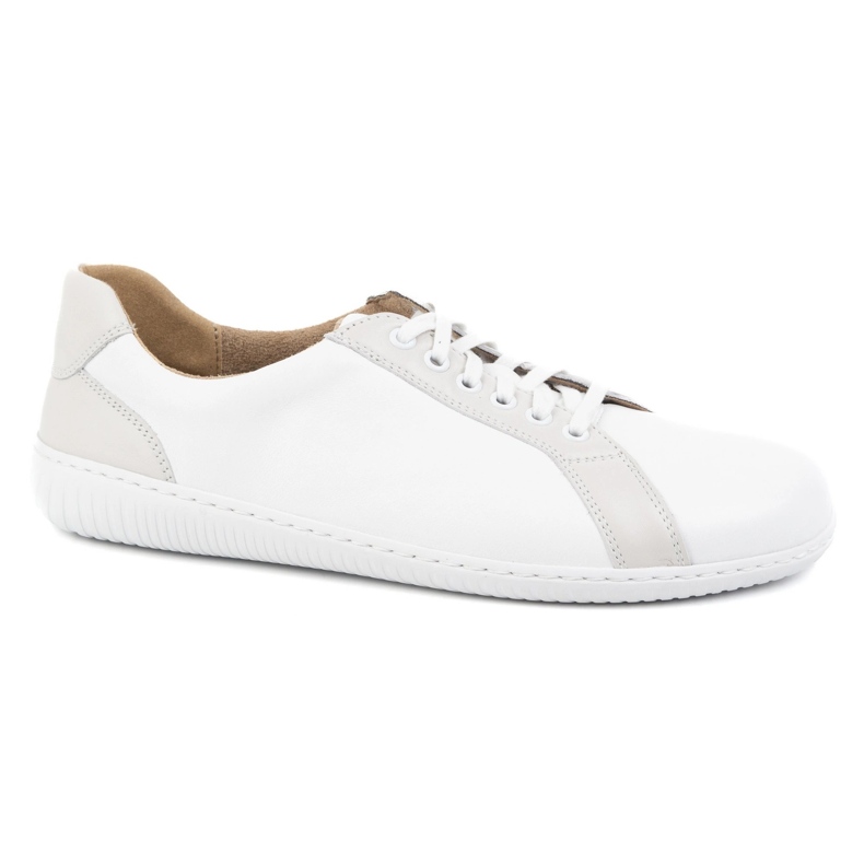 WASAK Zapatos de cuero minimalista de hombres descalzos 0741W White blanco