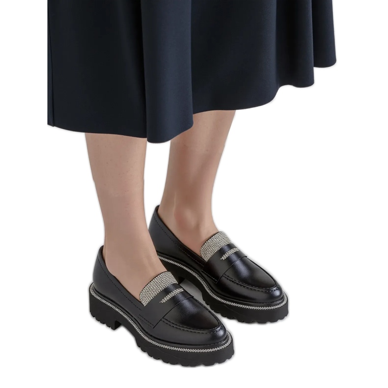 Mocasines negros diamantes de mujeres