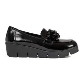 Goodin Mocasines de cuña negra con un adorno negro