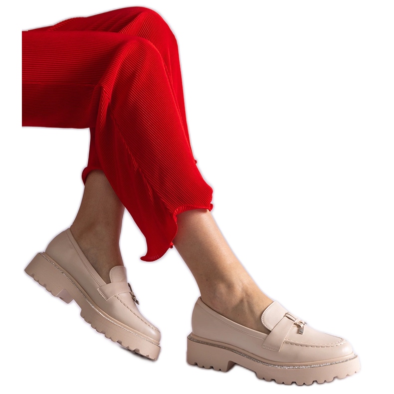 Mocasines beige eco -leather decorados con circones