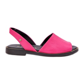 Sandalias correderas de cuero Zazoo 40327 Fuksja rosa