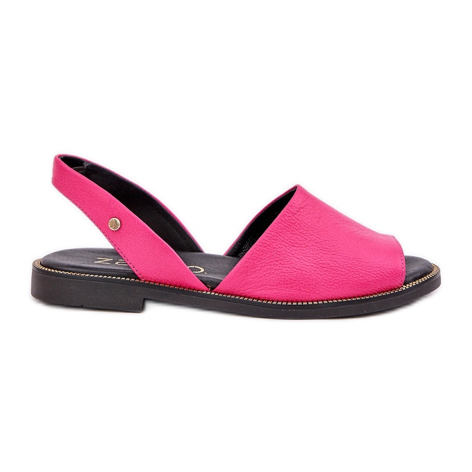 Sandalias correderas de cuero Zazoo 40327 Fuksja rosado