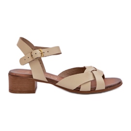 Sandalias de cuero con un delicado tacón Zazoo 40372 beige ligero