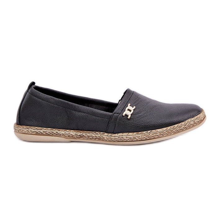 Elegante Espadrillas de cuero Zazoo 10177 Negro