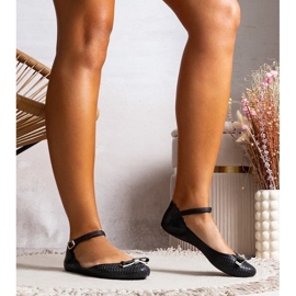 D/GMR Ballerinas negras para mujeres hechas de goma con arco y cierre negro