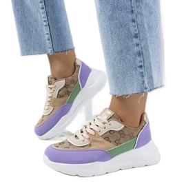 D/GMR Deportivas de mujer Elyne en beige y morado púrpura