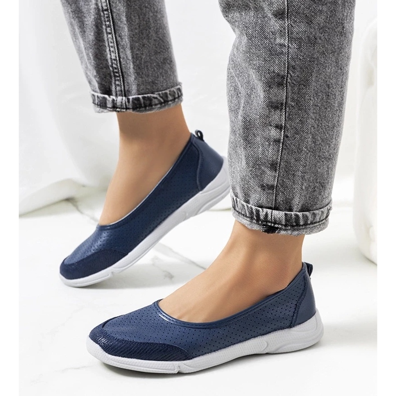 D/GMR Bailarinas Mirjam de piel azul marino D/GMR Bailarinas Mirjam de piel azul marino