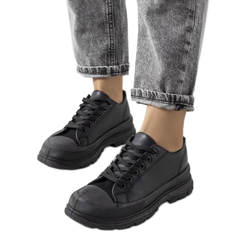 D/GMR Zapatillas negras sobre suela gruesa Nurbik negro