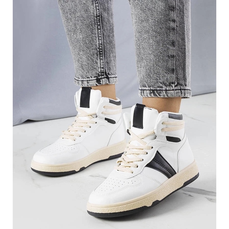 D/GMR Zapatillas altas negras y blancas de Robin blanco D/GMR Zapatillas altas negras y blancas de Robin blanco