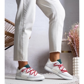 D/GMR Zapatillas de deporte grises con cordones de arcobaleno rojos