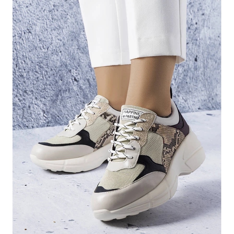 D/GMR Zapatillas beige con inserciones de purpurina de Béri
