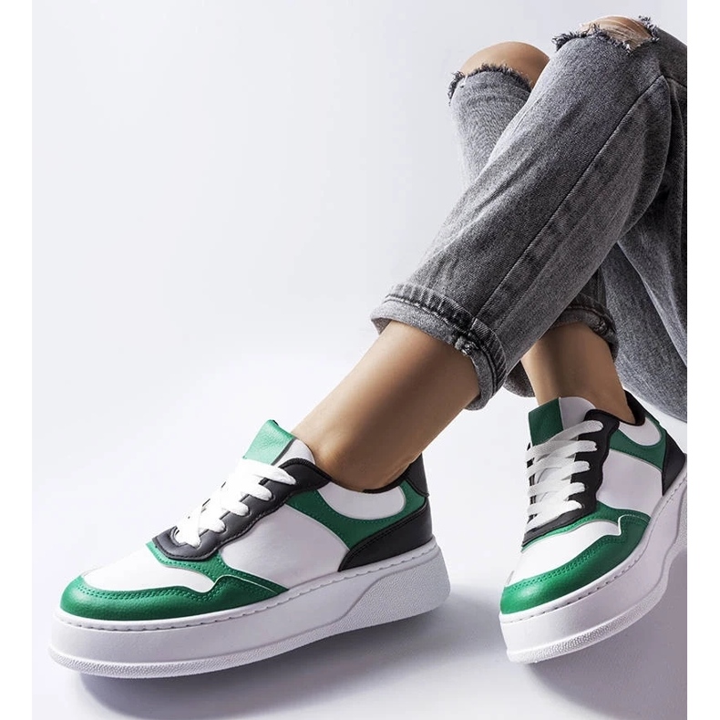 D/GMR Zapatos blancos y verdes con suela más gruesa de Baron