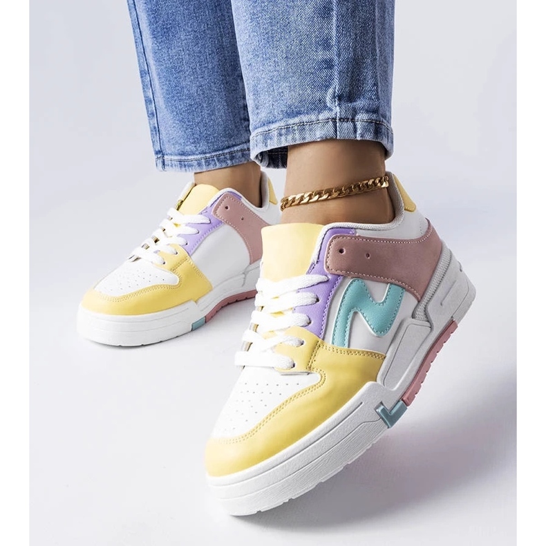 D/GMR Zapatos rosas y amarillos con una suela más gruesa de Harter