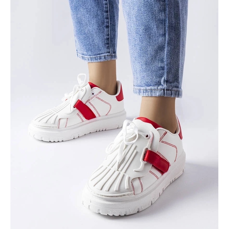 D/GMR Zapatillas blancas y rojas con plataforma Binet. rojo D/GMR Zapatillas blancas y rojas con plataforma Binet. rojo
