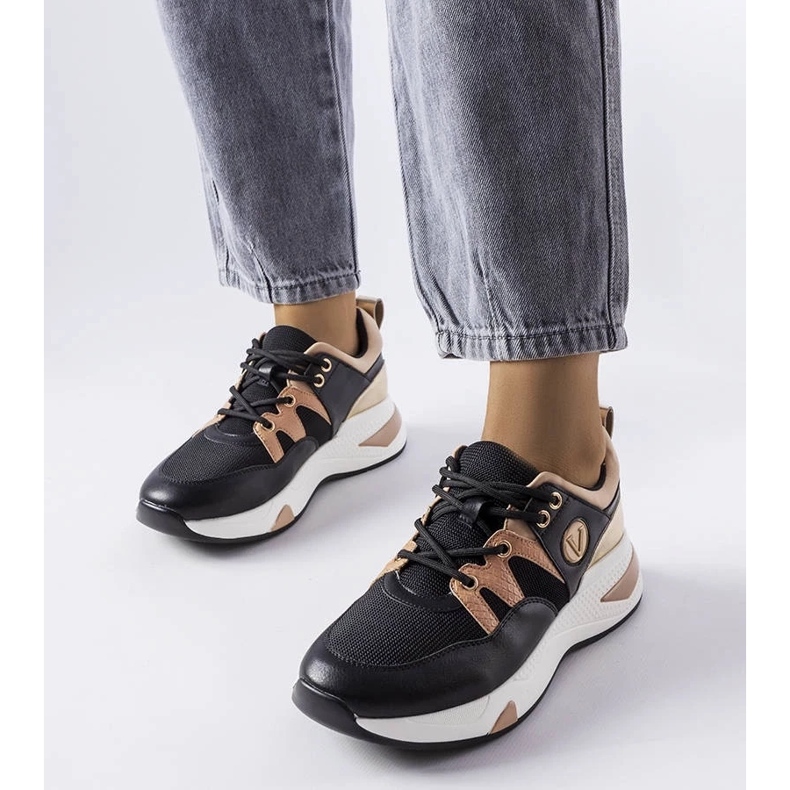 D/GMR Zapatillas negras y doradas Vinceza negro