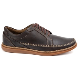 Olivier Zapatos de cuero para hombres modelo casual 313gt marrón oscuro