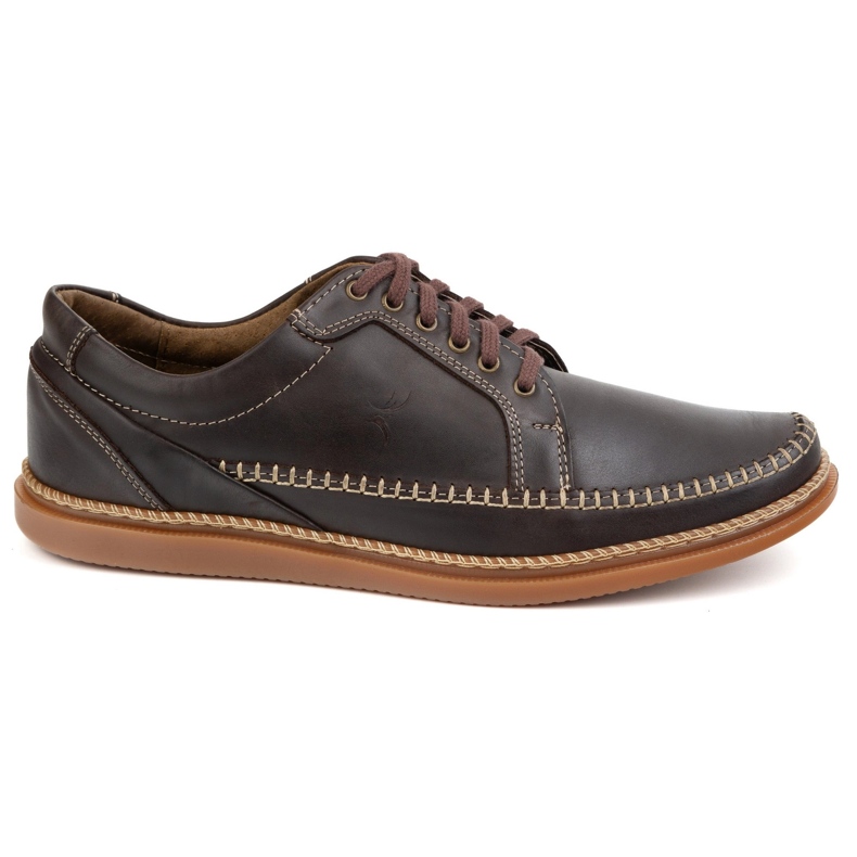 Olivier Zapatos de cuero para hombres modelo casual 313gt marrón oscuro