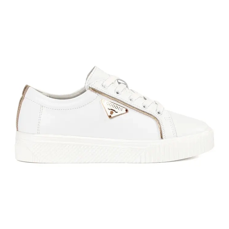 Goodin Zapatillas blancas de cuero en una suela gruesa blanco