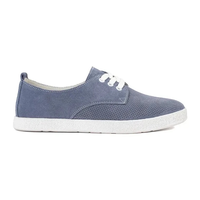 Goodin Zapatillas de deporte de trabajo azul azules hechas de cuero natural