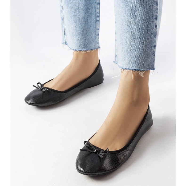 D/GMR Bailarinas negras decoradas con un lazo Vaillancour negro D/GMR Bailarinas negras decoradas con un lazo Vaillancour negro