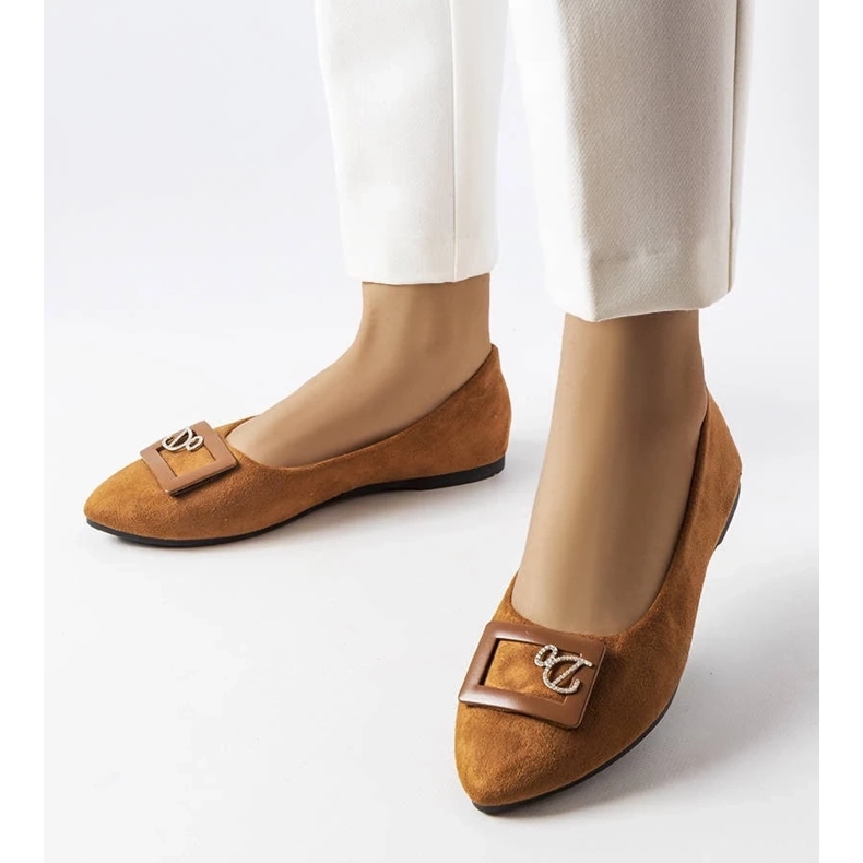 D/GMR Bailarinas marrones decoradas con pedrería de Fleming marrón D/GMR Bailarinas marrones decoradas con pedrería de Fleming marrón