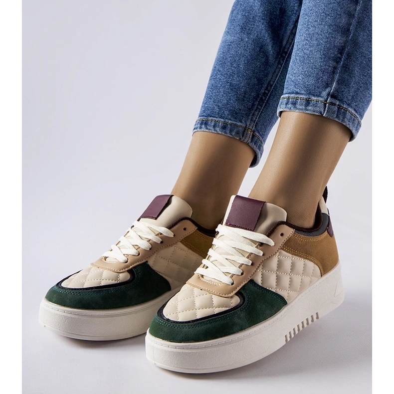 D/GMR Zapatillas beige y verdes con plataforma Celso.