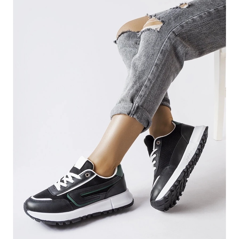 D/GMR Zapatillas negras con detalle verde Tod negro D/GMR Zapatillas negras con detalle verde Tod negro