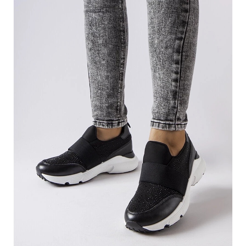 D/GMR Zapatillas negras con pedrería de Algiso negro D/GMR Zapatillas negras con pedrería de Algiso negro