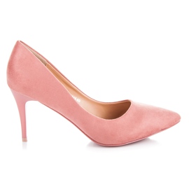 Ideal Shoes Tacones altos de gamuza rosa