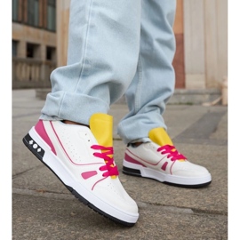 D/GMR Zapatillas Archie blancas y rosas con lengüeta amarilla. blanco