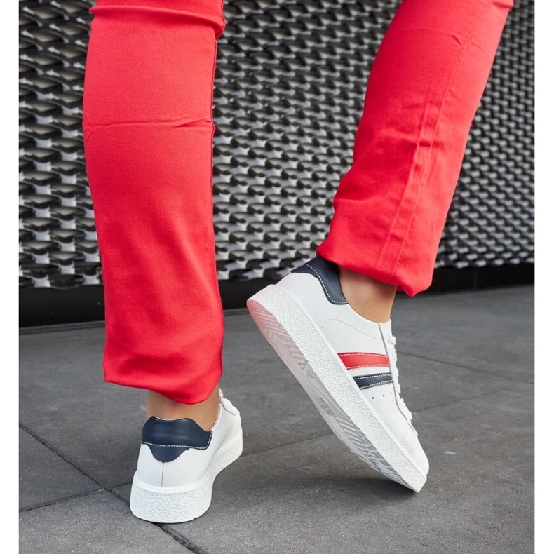 D/GMR Zapatillas Camilla de piel blanca con cordones blanco