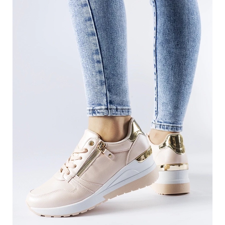 D/GMR Zapatillas beige decoradas con cremallera Marietta.
