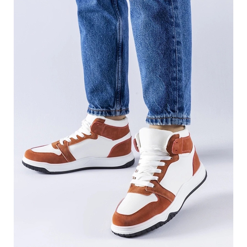 D/GMR Zapatillas altas blancas y marrones de Elizabeth blanco D/GMR Zapatillas altas blancas y marrones de Elizabeth blanco