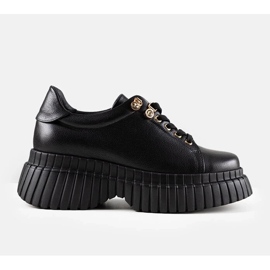 D/GMR Zapatillas de deporte de cuero negro en la plataforma Karino