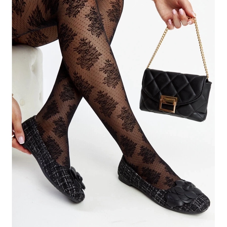 D/GMR Bailarinas negras con flor decorativa de Mateja negro D/GMR Bailarinas negras con flor decorativa de Mateja negro