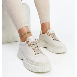D/GMR Zapatillas de cuero beige claro de Karino