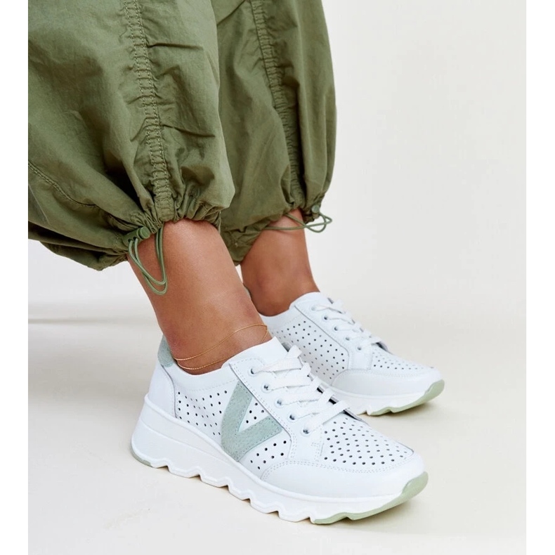 D/GMR Deportivas Vinceza de piel blanca calada blanco D/GMR Deportivas Vinceza de piel blanca calada blanco