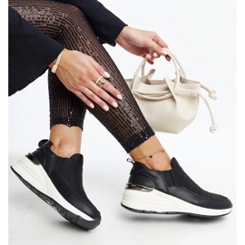 D/GMR Zapatillas negras de cuña con circones y elementos dorados Ashleey negro