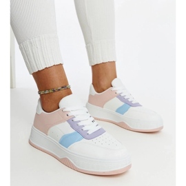 D/GMR Zapatillas blancas y rosas con suela Rafida más gruesa. rosado
