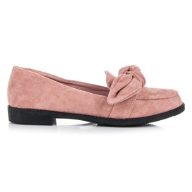 Ideal Shoes Zapatos brogue de ante con lazo rosado