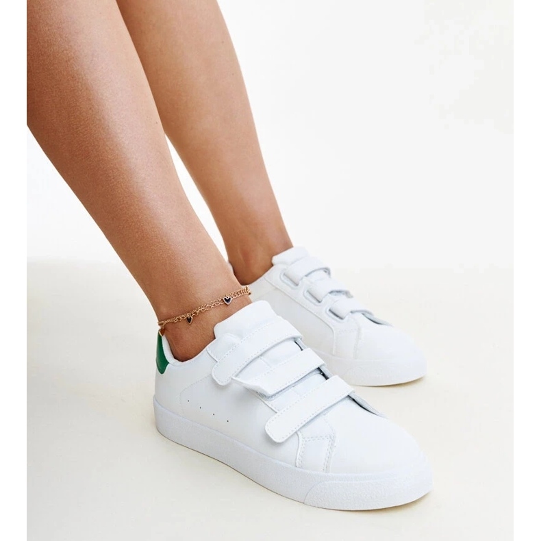 Deportivas velcro Samala blancas y verdes blanco