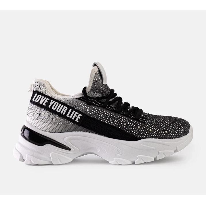 D/CEO Zapatillas masivas brillantes blancas y grises de Senai negro