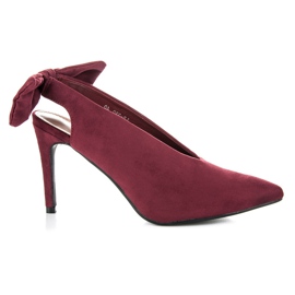 Cm Paris Zapatos de tacón de ante con lazo rosado